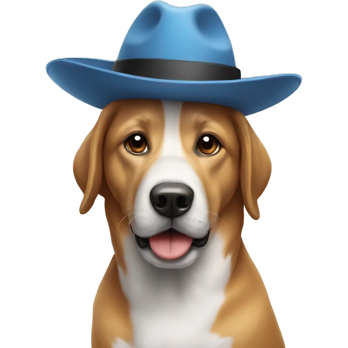 un chien avec un chapeau emoji