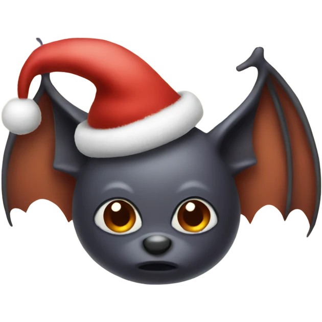 Bat with a Christmas hat emoji