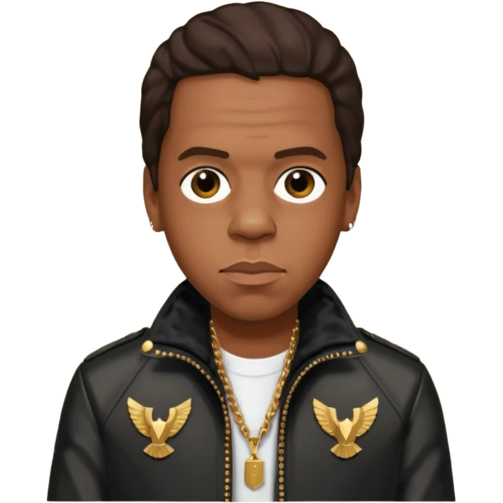Jay-Z with dark brown hair, metallic black jacket emoji