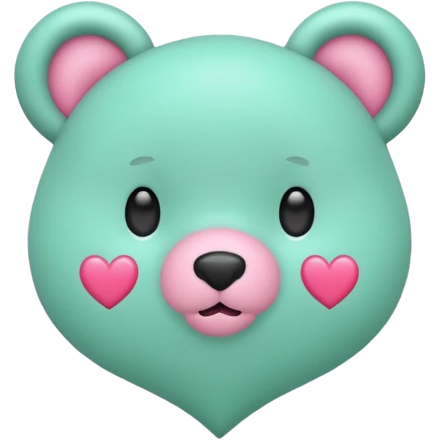 Oso gummy color verde agua  corazón rosa kawaii emoji
