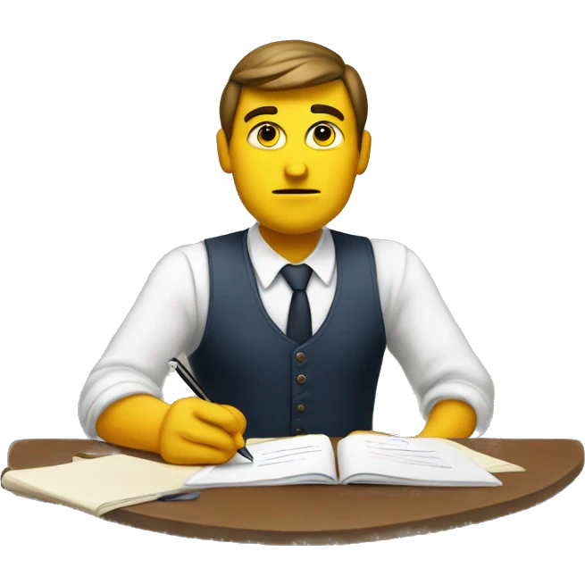 guy with a worry face writing a to do list with a parisian decor back emoji