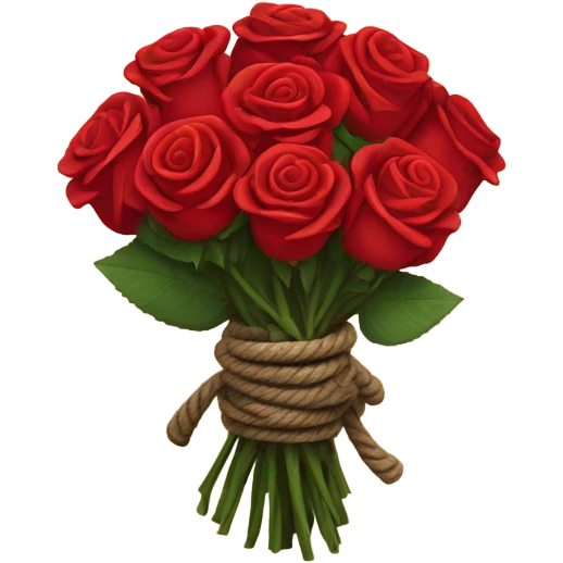 Bouquet red roses binded with rope emoji