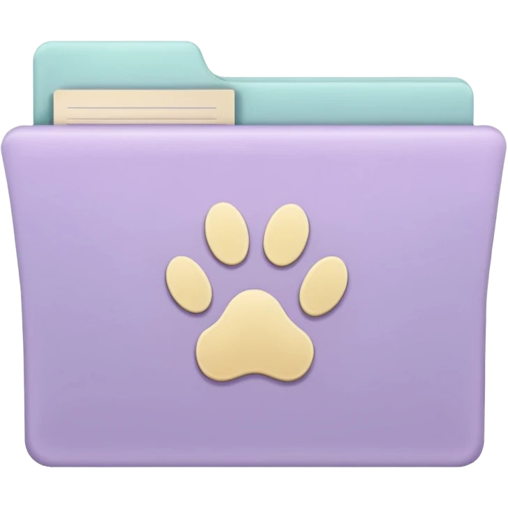 a pastel folder of documents with a pawprint on it emoji