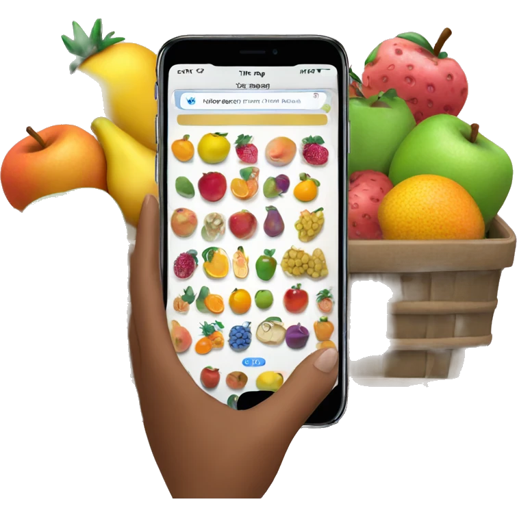 iPhone screen with web  fruit pay emoji