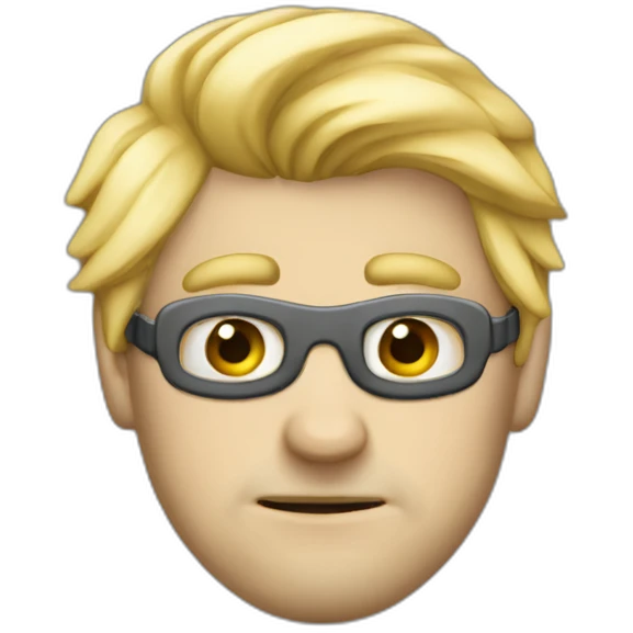 homme blond triste derrière un masque qui souris emoji