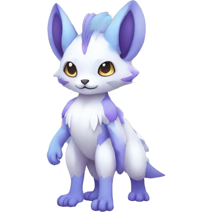 Cute cool white blue purple animal hybrid Fakemon full body emoji