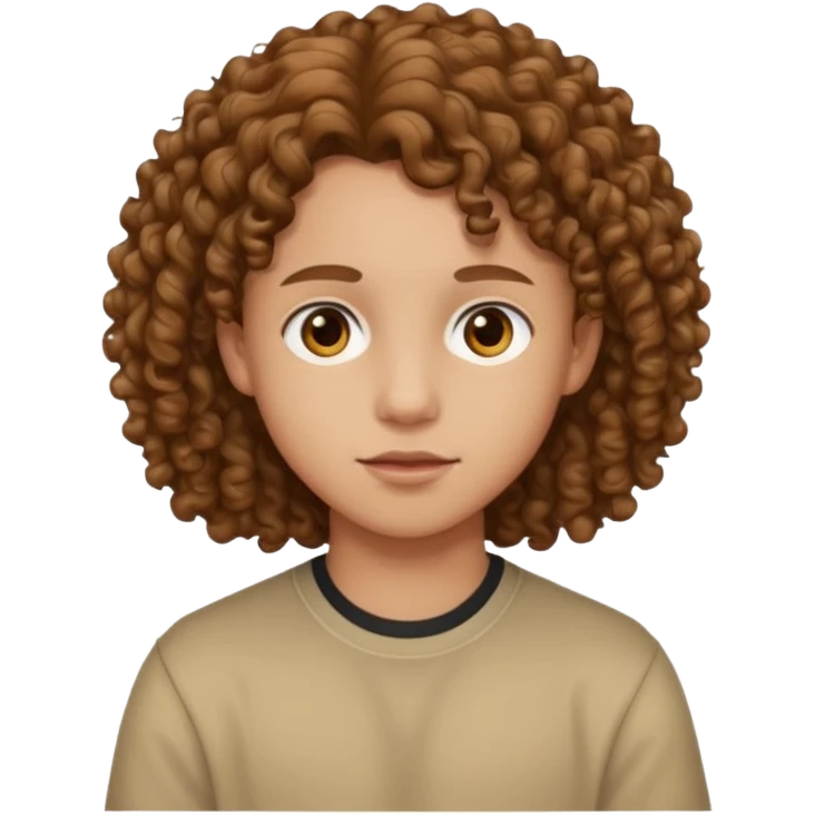 adolescent au visage impassible. Cheveux chatains frisés emoji