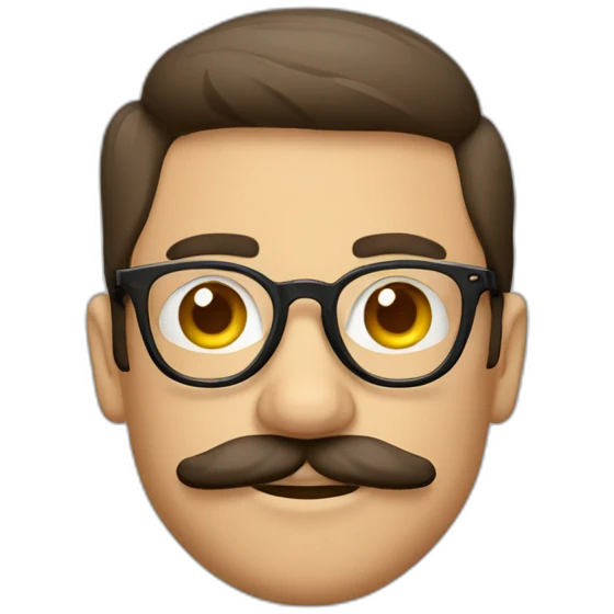 Hombre moreno con lentes redondos y mostacho delgado emoji