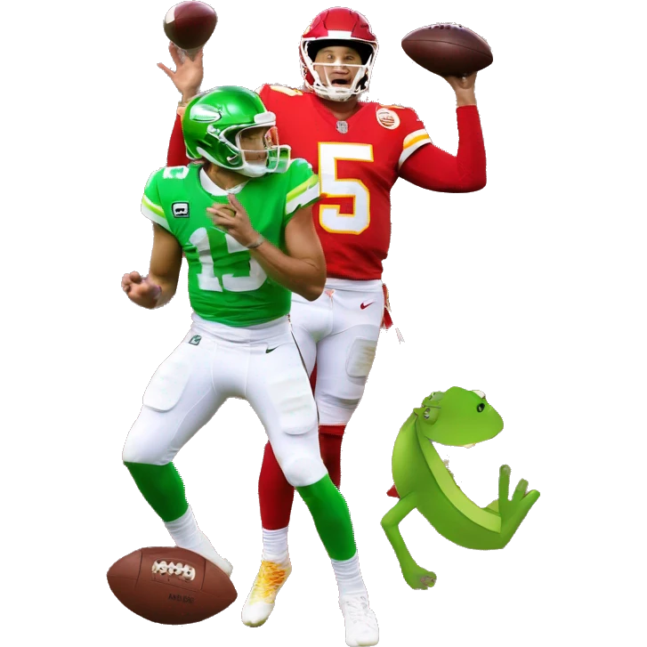 patrick mahomes throwing a football to kermit emoji