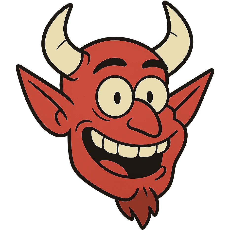 flat toon style smiling red demon face emoji