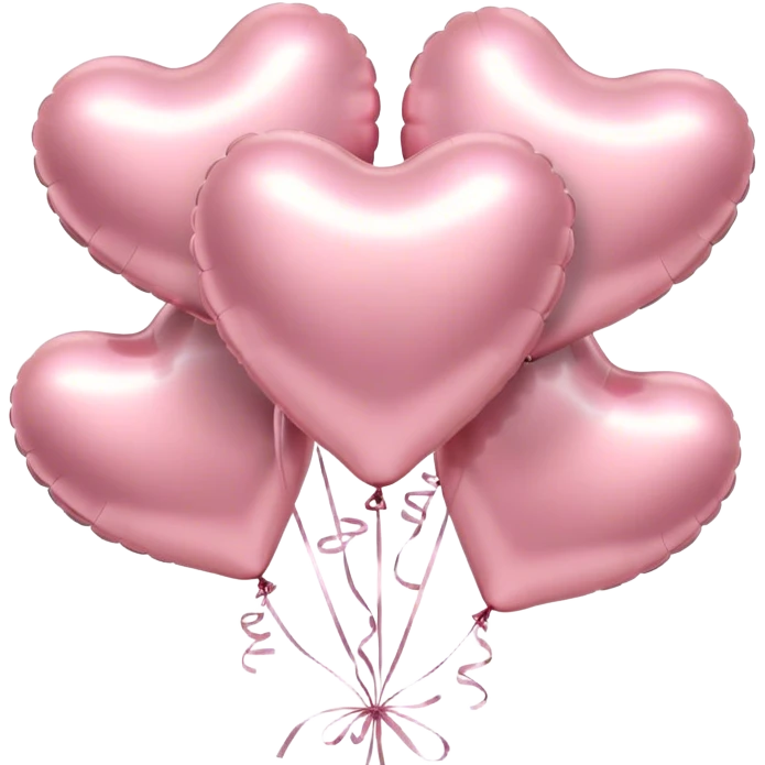 six metallic heart-shaped balloons in pastel pink  emoji