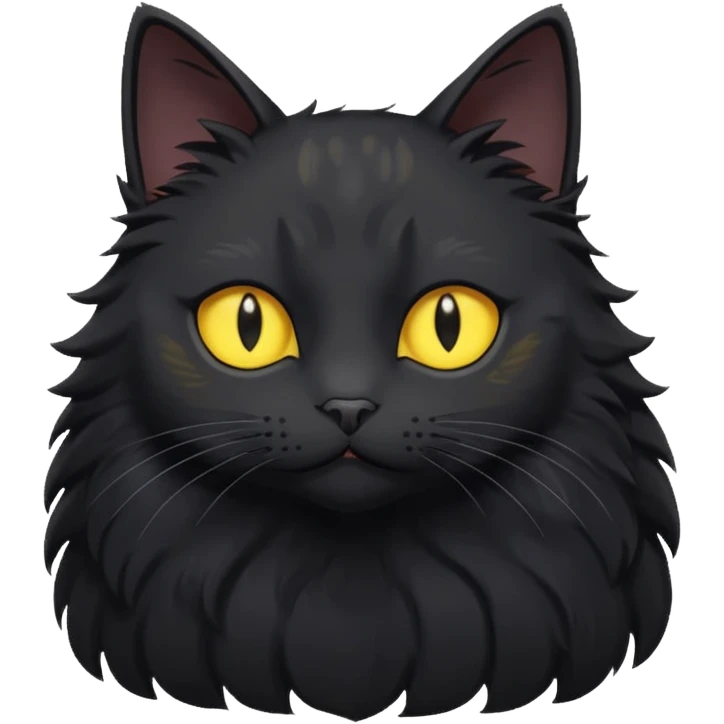 create an image of a black cat with yellow eyes and a white spot on its chest in ghibi style emoji