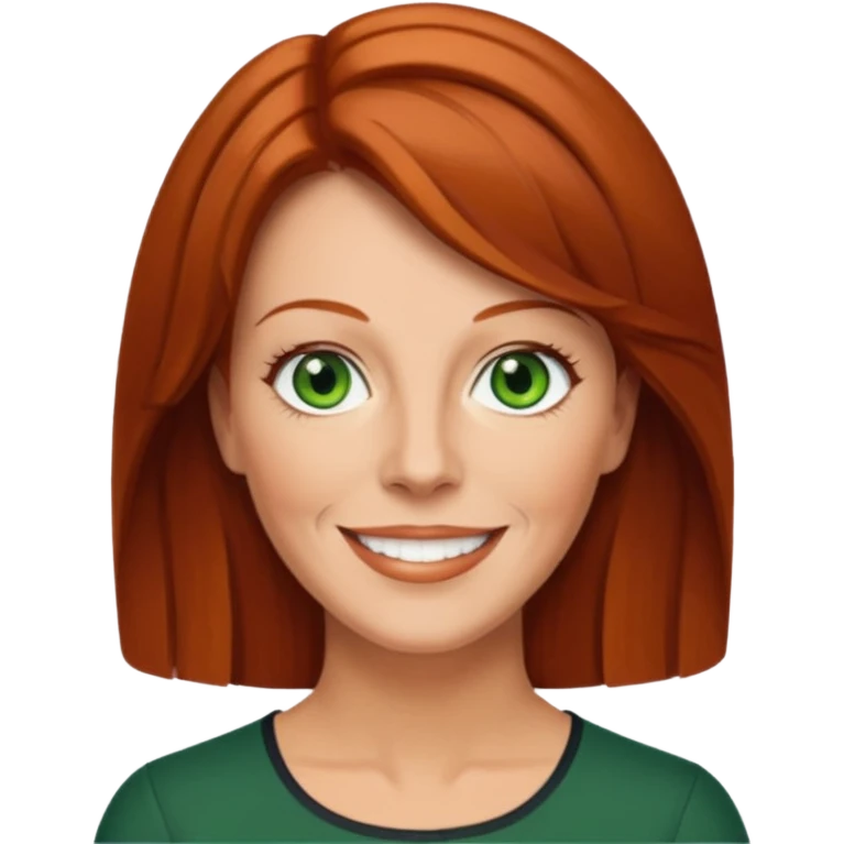 Anni-Frid Lyngstad with green eyes, reddish-brown hair emoji