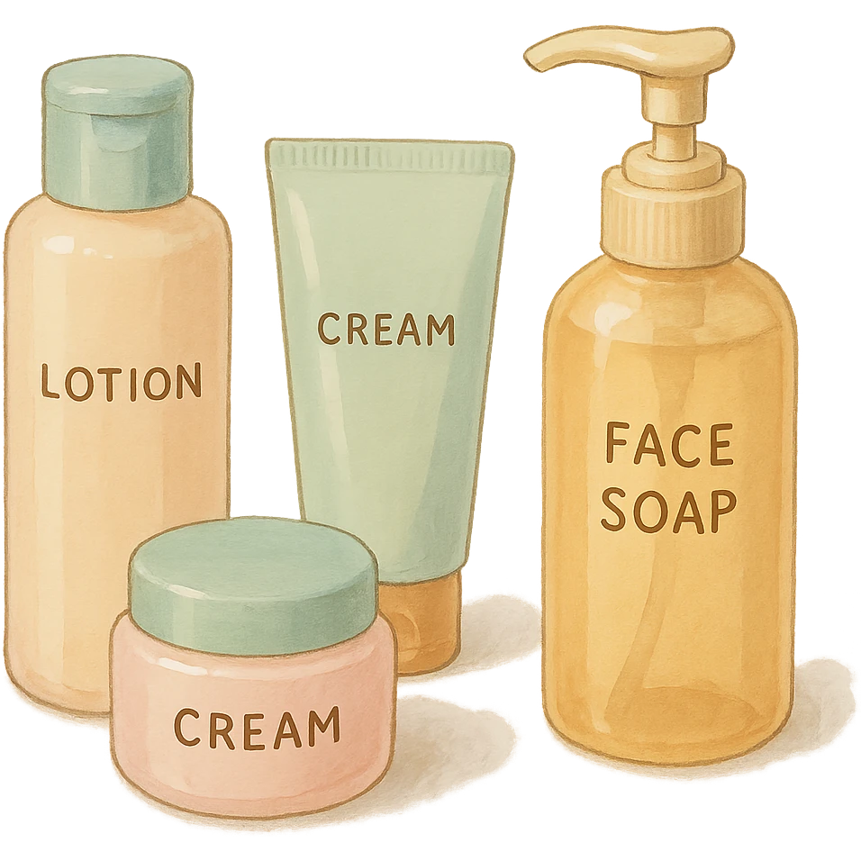 skincare products, soft, gentle emoji