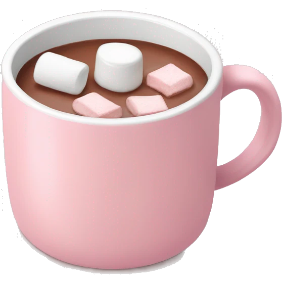 Light Pink mug of hot chocolate with marshmallows  emoji