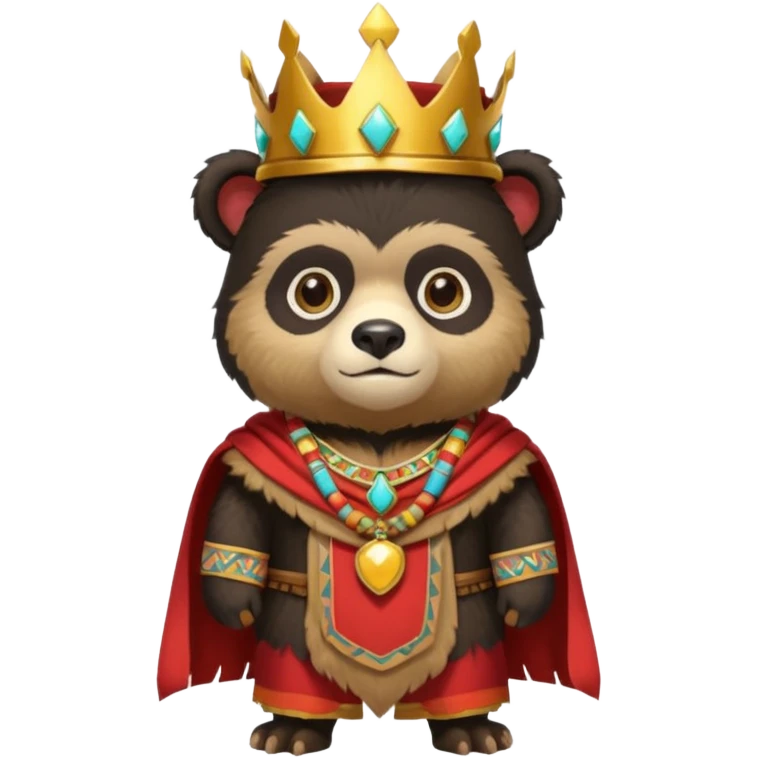 Spectacled bear in Cusco Inca attire with the Manco Capac costume, which includes a crown and Inca-style clothing emoji