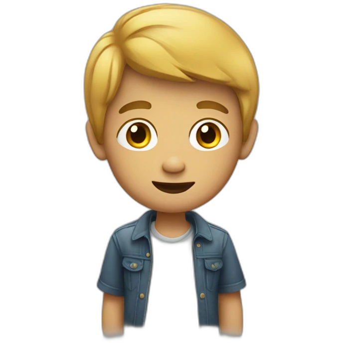 A boy with mobile phone emoji