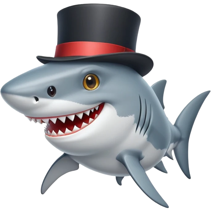 Shark with a top hat emoji