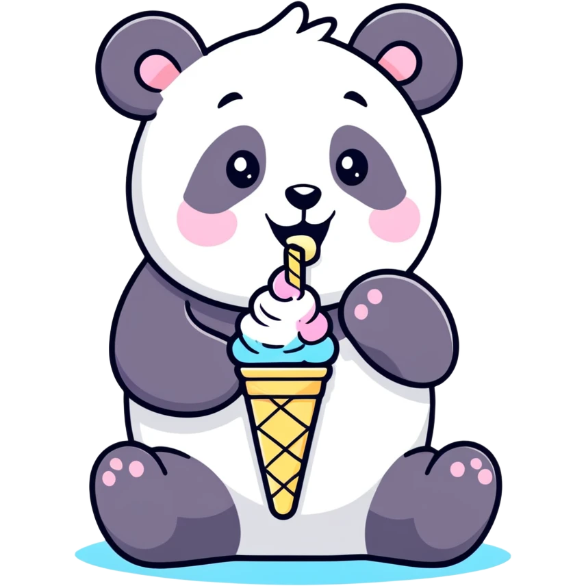 Panda eating ice cream emoji