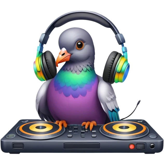 Psychedelic pigeon as dj  emoji