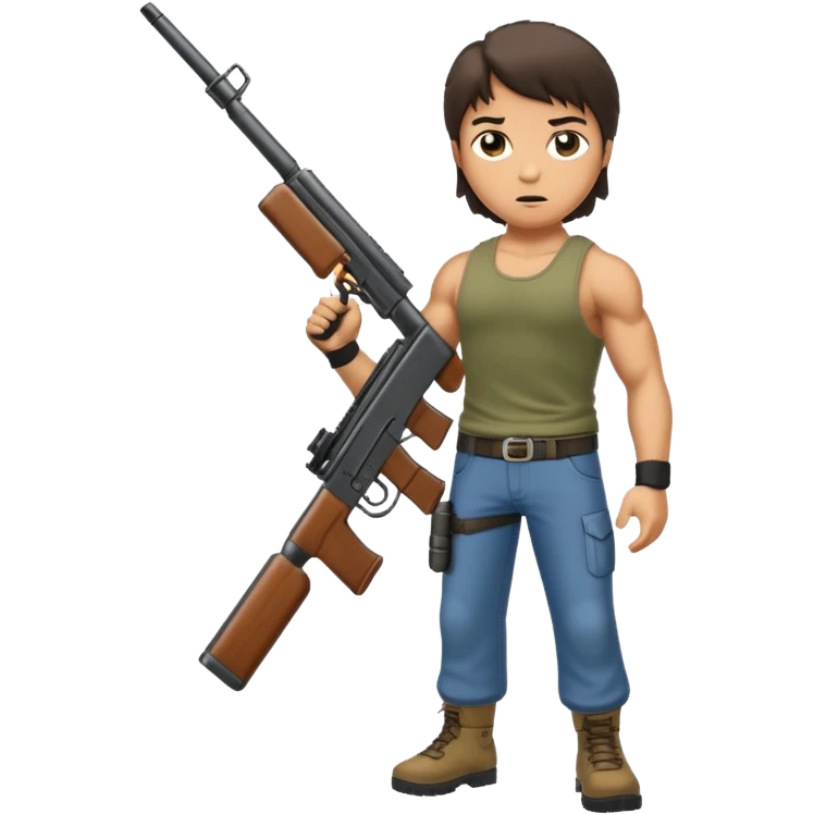 Rambo shooting, full body emoji