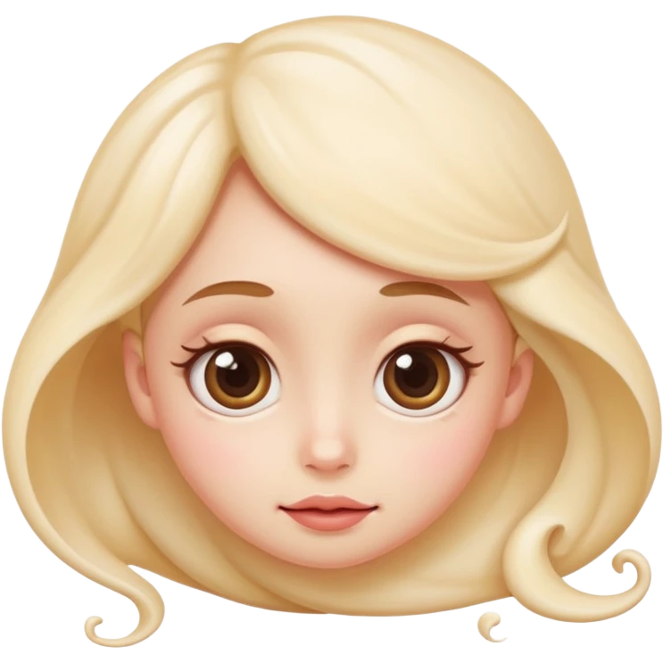 shy vanilla cream with big eyes, rosy cheeks, and a swirl on top emoji