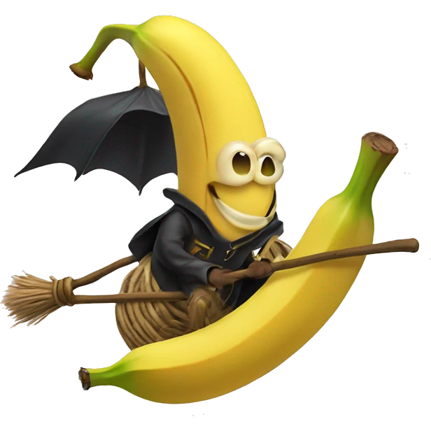 banana riding a broomstick emoji