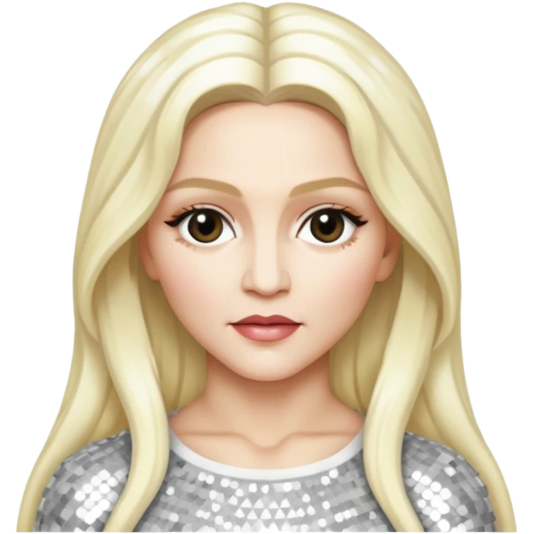 Madonna with long platinum blonde hair, white sequin outfit emoji