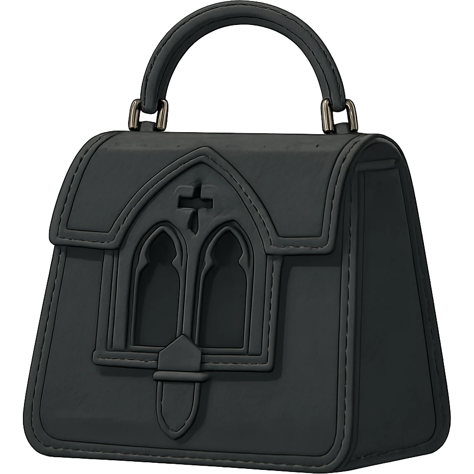 Back white gothic purse without background emoji