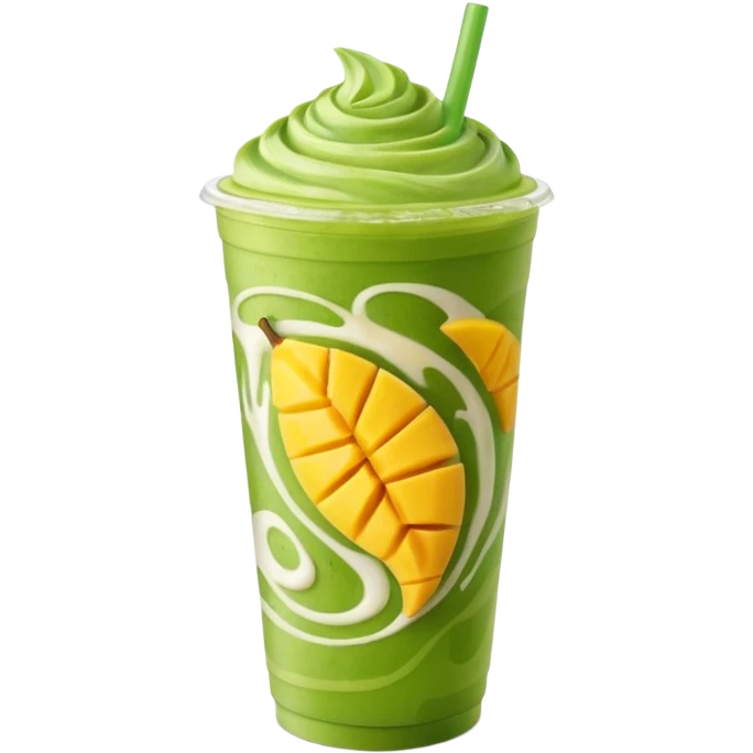 Iced Mango Matcha latte in a 16oz plastic cup emoji