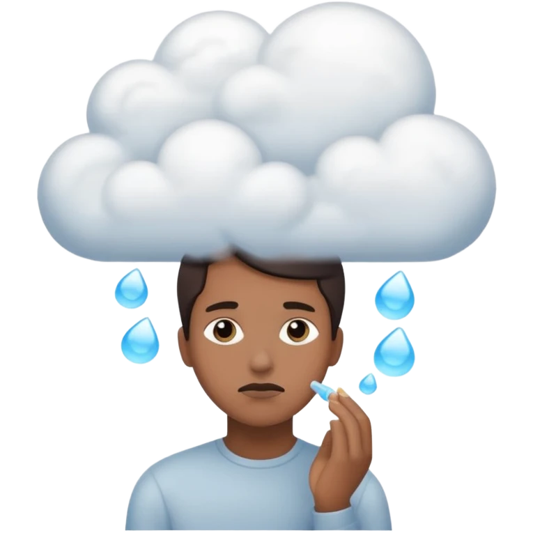 the items in the clound dont u underst<nd so it looks like hes thinking about that  emoji