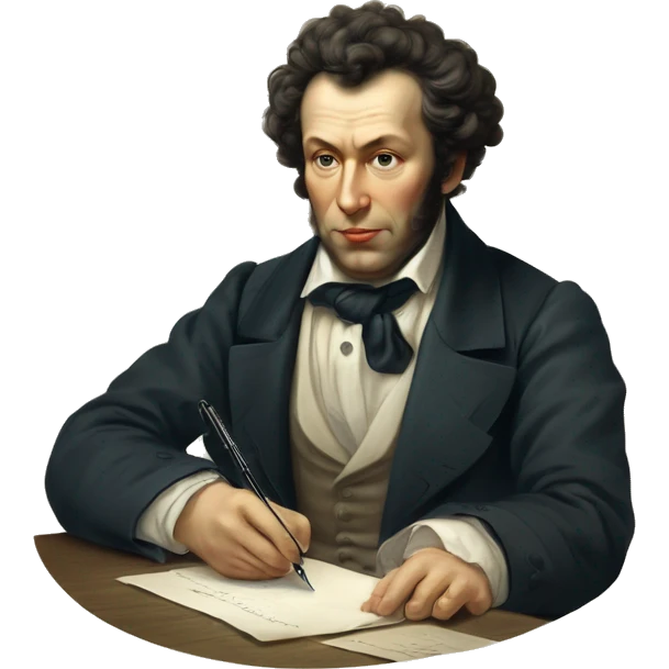 Alexander Sergeyevich Pushkin writes a letter with a pen emoji