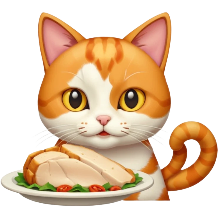 cat eating chicken emoji