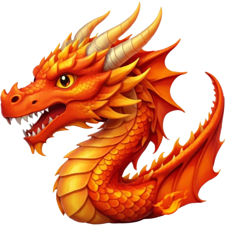 Fire dragon breathing fire, simplified Google Facebook art style, Only head, no lower body. emoji