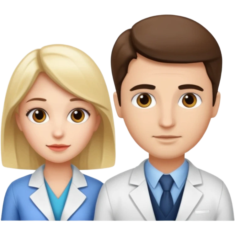 Perfect love. Psychologist girl and a futurologist man emoji