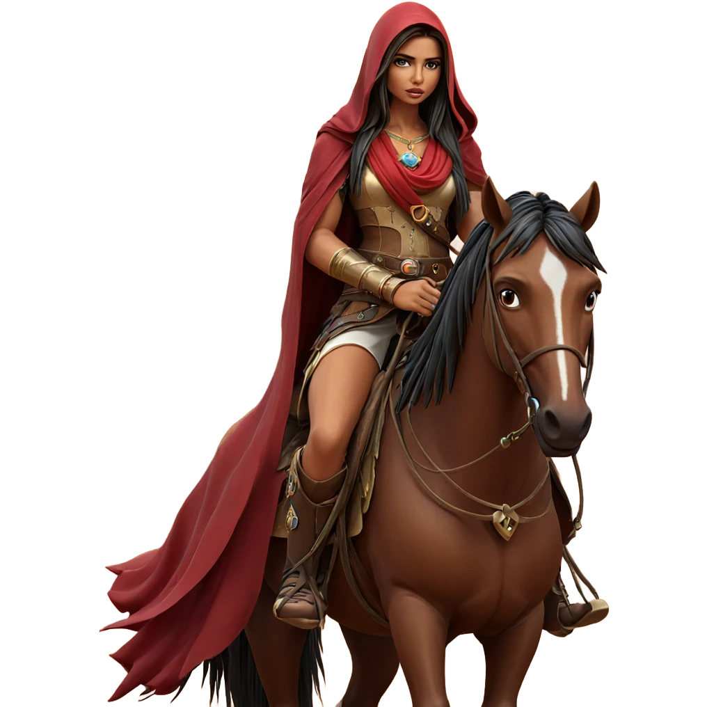 girl riding horse in desert emoji
