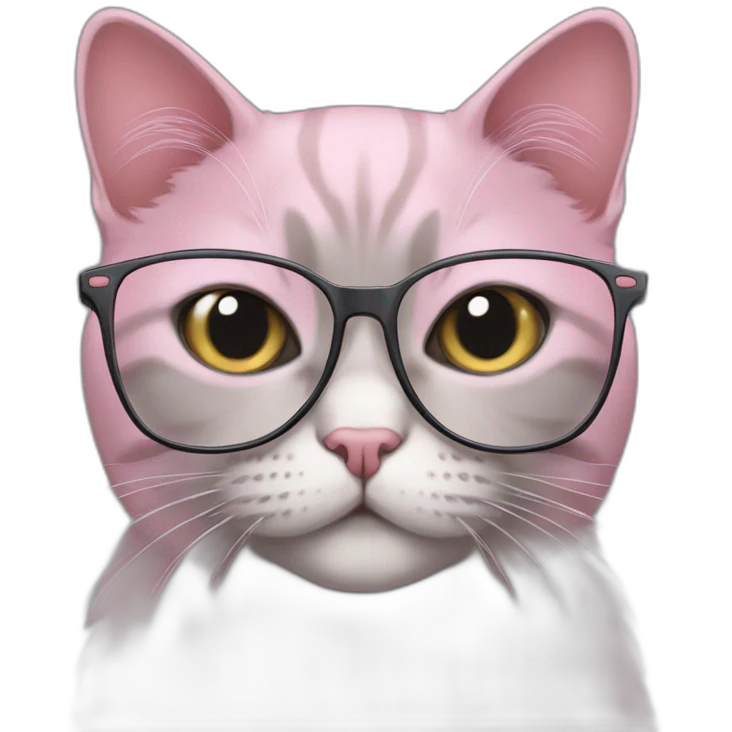 pink/gray british cat with glasses and the laptop emoji