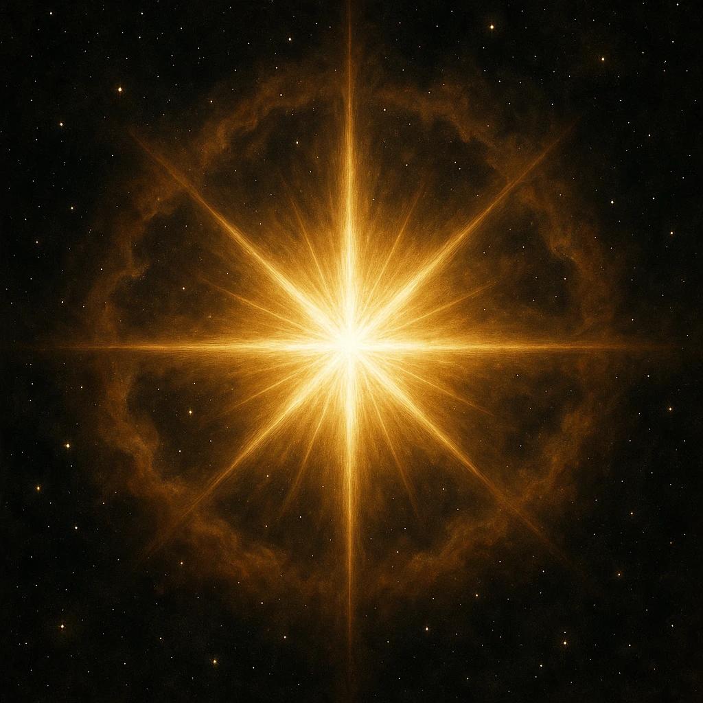 a magnificent star, shining brightly, with an aura of majesty emoji