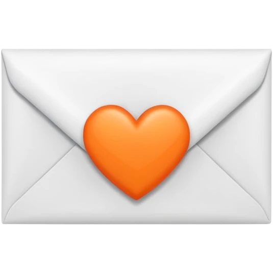 white envelop with small orange heart inside emoji