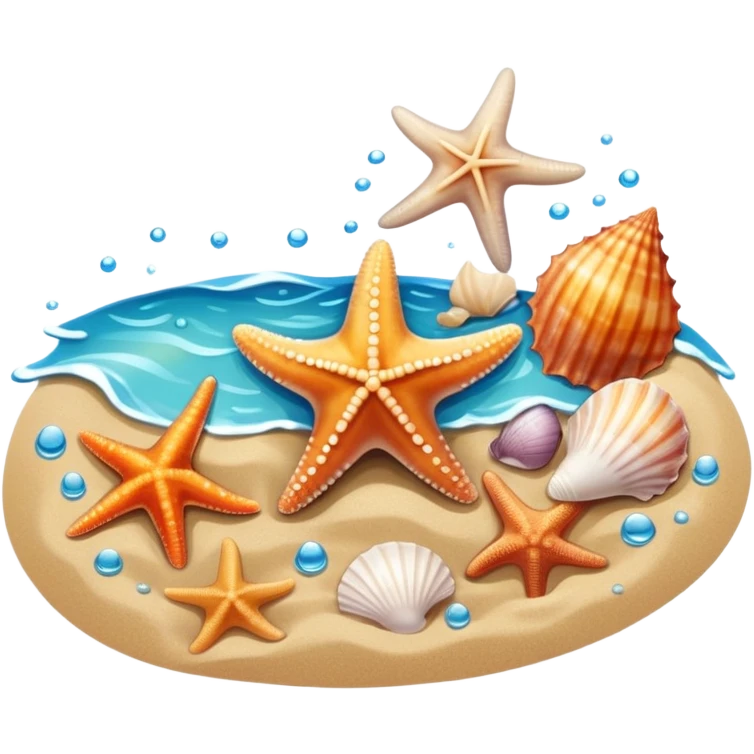 beach shore water sand seashells starfish emoji