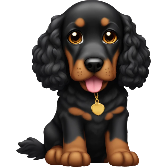 Black cocker, golden retviever and a havanna dog all sitting in a row emoji