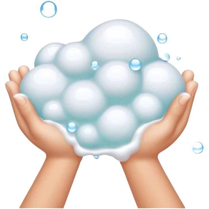 Closeup hands foaming soap bubbles emoji