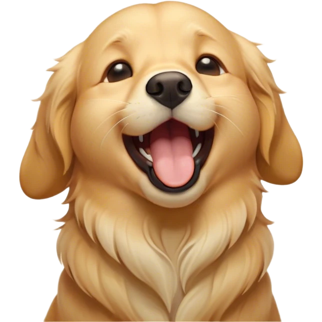 Cinematic Cute Yawning Golden Retriever Portrait Emoji, Head tilted slightly with a dramatic, wide-open yawn, revealing a silky golden coat with a subtle shimmer, floppy ears slightly drooping, round brown eyes barely open in drowsy contentment, Simplified yet irresistibly adorable features, highly detailed, glowing with a soft, cozy glow, high shine, relaxed yet expressive, stylized with a touch of whimsy, bright and endearing, soft glowing outline, capturing the essence of a sleepy yet affectionate companion, so drowsy it feels like it could stretch out of the screen and curl up for a nap! emoji