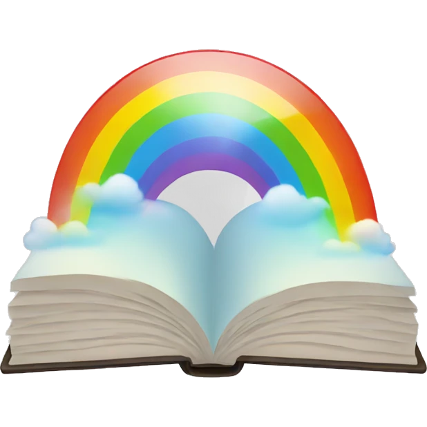 Open book with rainbow emoji