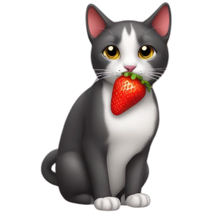cat eating a strawberry emoji