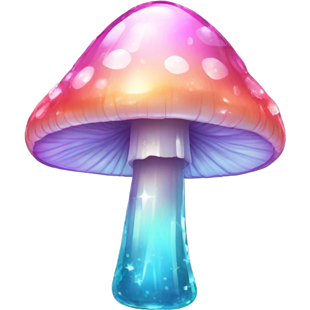 Sparkly glossy Pastel  glass crystal mushroom emoji