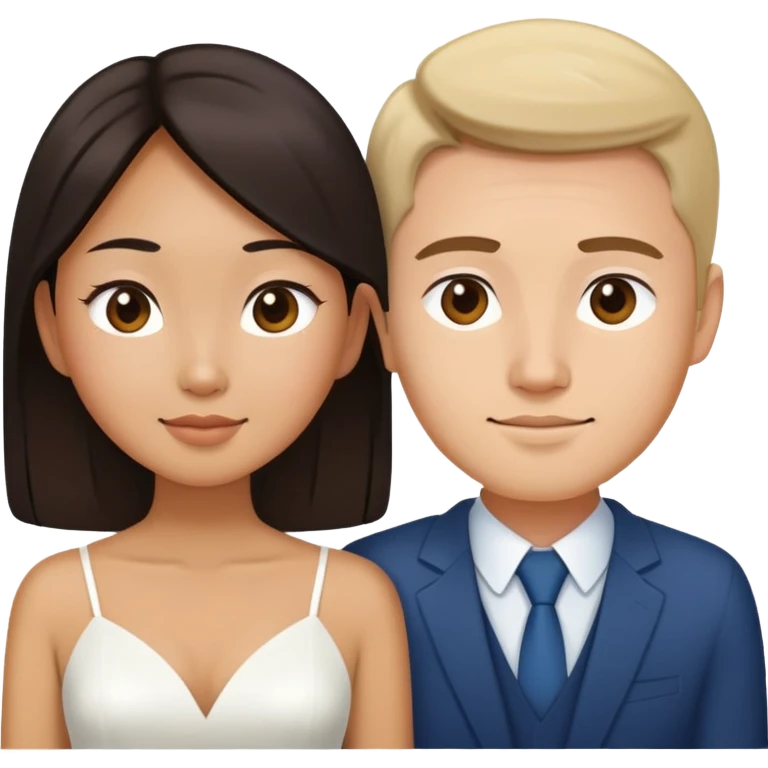Asian girl and white guy married couple emoji