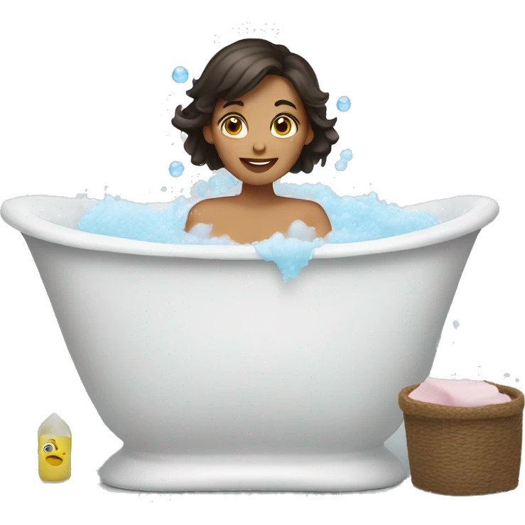 Brunette Woman taking a bubble bath emoji