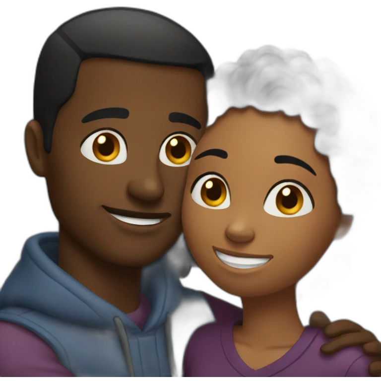 A black couple hugging emoji