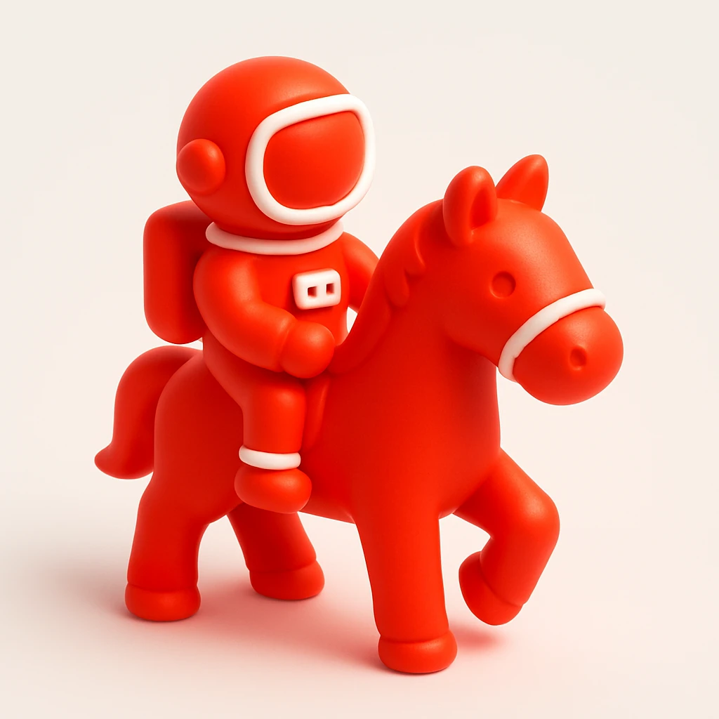 astronaut on horseback with stars in background emoji